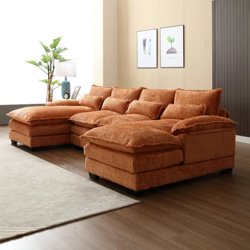 UNITED WE WIN Modern Large chenille Fabric U-Shape Sectional Sofa-海智集-Default-