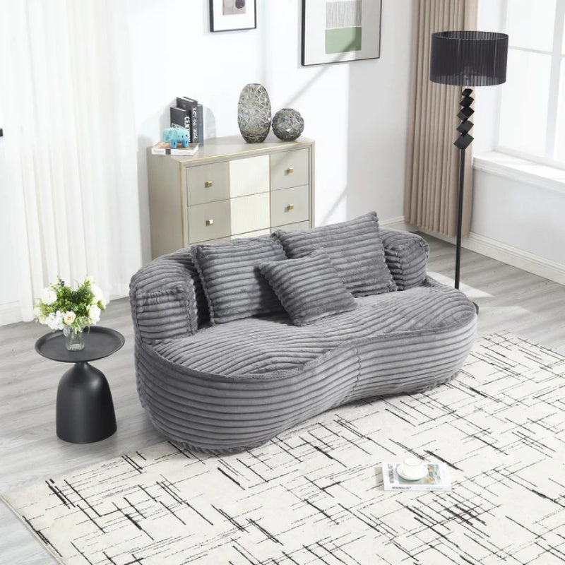 Bean Bag Sofa Lazy Sofa Durable Comfort Lounger High Back Bean Bag Chair Couch for Adults and Kids, Indoor & Outdoor, Dark Gray Corduroy-海智集-Default-