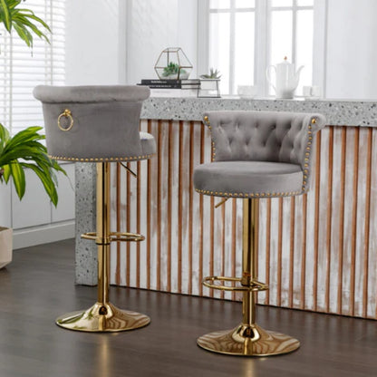 COOLMORE Swivel Bar Stools Set of 2 Adjustable Counter Height Chairs with Footrest for Kitchen, Dining Room 2PC/SET-海智集-Default-