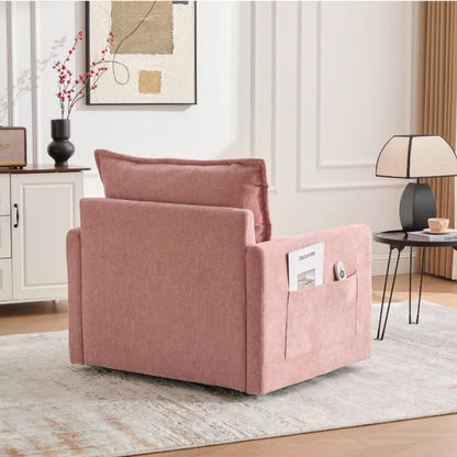 UNITED WE WIN Swivel Barrel Chair - Mid Century Modern Chair, Thick Padded Arm Chair with Solid Metal Base, Comfortable Single Sofa Chair, Swivel Accent Chair for Living Room Bedroom-海智集-Default-
