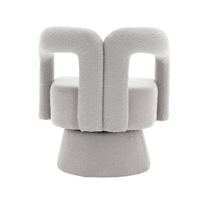 COOLMORE 360 Degree Swivel Cuddle Barrel Accent Chairs, Round Armchairs with Wide Upholstered, Fluffy Fabric Chair for Living Room, Bedroom, Office, Waiting Rooms (Light Gray Boucle)-海智集-Default-