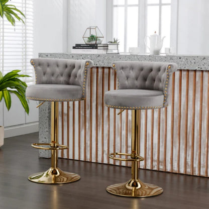 COOLMORE Swivel Bar Stools Set of 2 Adjustable Counter Height Chairs with Footrest for Kitchen, Dining Room 2PC/SET-海智集-Default-
