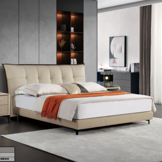 Luo LAN Series Italian Light Luxury Leather Bed 1920#220*212*112 (Single bed without bedside table)-海智集-