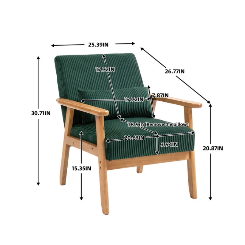 Leisure Chair with Solid Wood Armrest and Feet, Leisure chair, wood frame, velvet, solid rubber wood legs, Mid-Century Modern Accent chair, for Living Room Bedroom Studio chair,Two packs-海智集-Default-