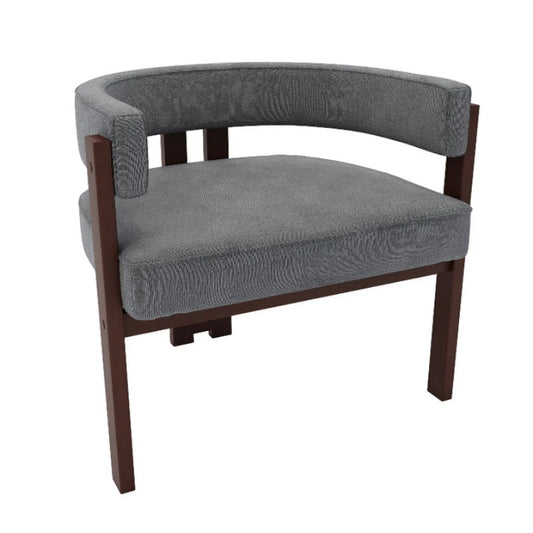 Modern Accent Chair Teddy Upholstered Armchair with Open Back 3 Legs Barrel Dining Chair Comfy Side Chair Set of 2 Gray-海智集-Default-