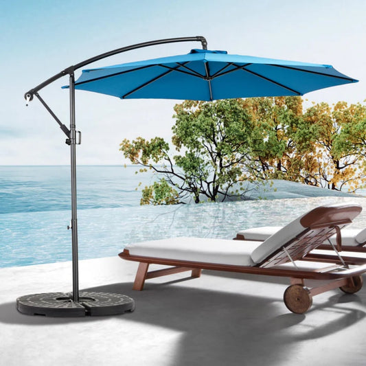 Best Choice Products 10ft Offset Hanging Market Patio Umbrella w/Easy Tilt Adjustment, Polyester Shade, 8 Ribs for Backyard, Poolside - ( Dark blue ) (No Base)-海智集-Default-