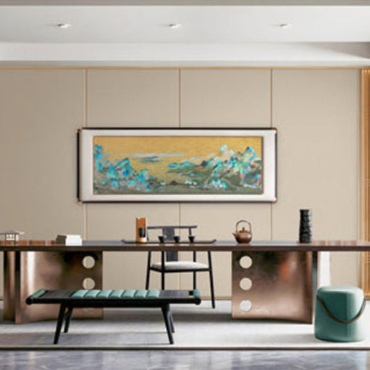 New Chinese Style Wall Art - Hand-Painted Ink Landscape Canvas Painting with Wood Frame, Oriental Home Decor for Living Room & Bedroom-海智集-