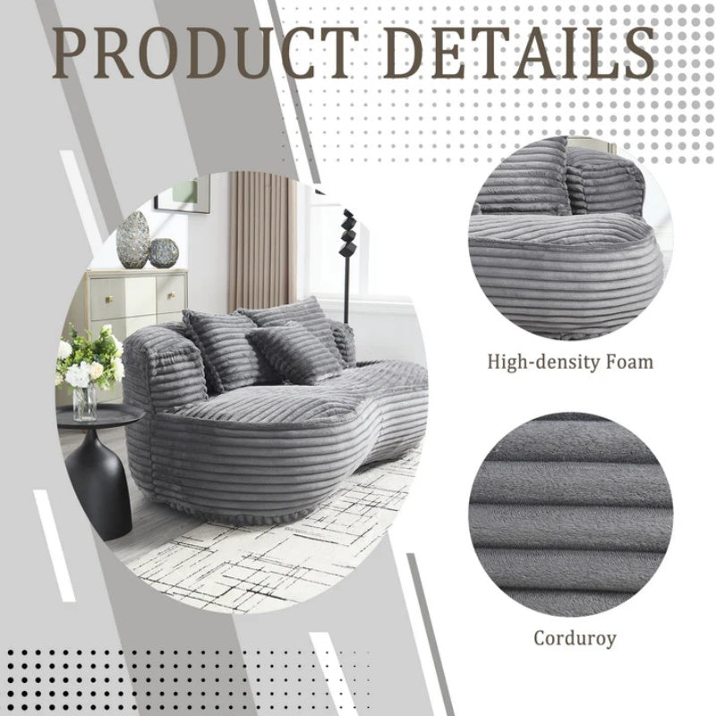 Bean Bag Sofa Lazy Sofa Durable Comfort Lounger High Back Bean Bag Chair Couch for Adults and Kids, Indoor & Outdoor, Dark Gray Corduroy-海智集-Default-