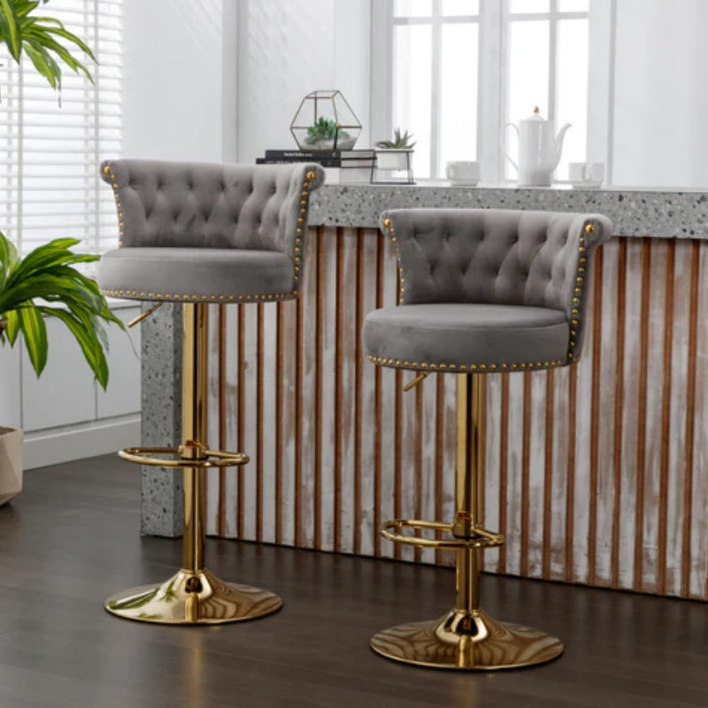 COOLMORE Swivel Bar Stools Set of 2 Adjustable Counter Height Chairs with Footrest for Kitchen, Dining Room 2PC/SET-海智集-Default-
