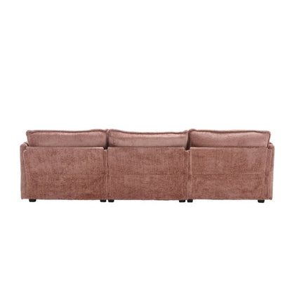Modern Large L-Shape Sectional Chenille fabric, movable pedals, detachable armrests, oversized three-seat Sofa-海智集-Default-