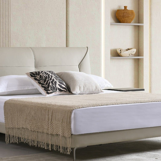 The Perfect Blend of Style & Comfort: Italian Light Luxury Leather Bed-海智集-