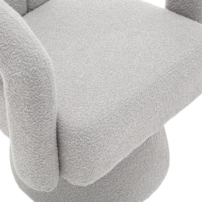 COOLMORE 360 Degree Swivel Cuddle Barrel Accent Chairs, Round Armchairs with Wide Upholstered, Fluffy Fabric Chair for Living Room, Bedroom, Office, Waiting Rooms (Light Gray Boucle)-海智集-Default-