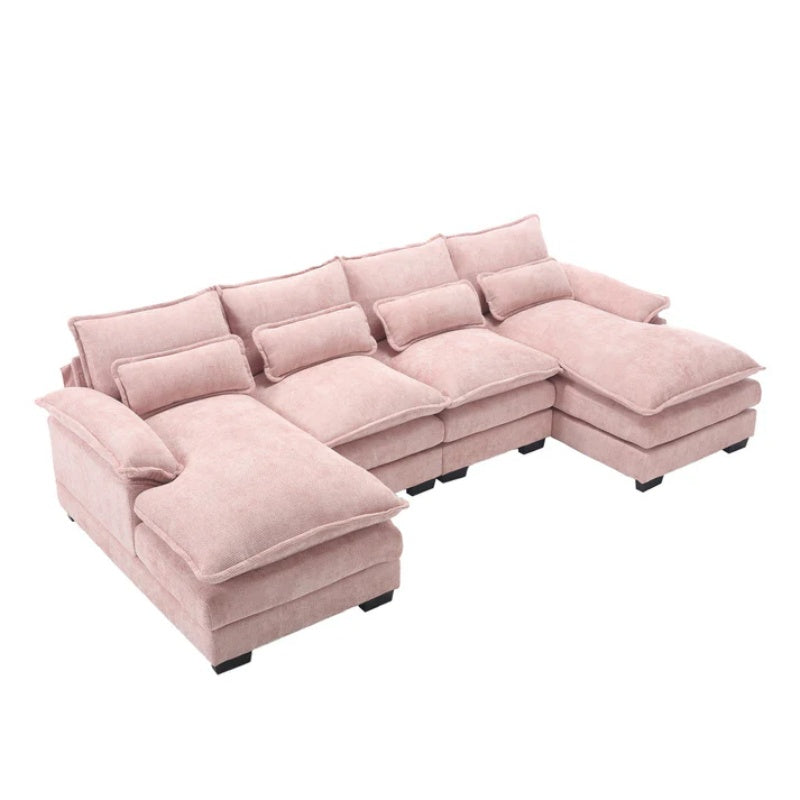 UNITED WE WIN Chenille, high quality sponge filling, solid wood frame, oversized four-seater, U-shaped combination sofa-海智集-Default-