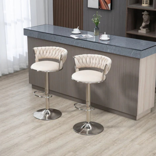 COOLMORE Swivel Bar Stools Set of 2 Adjustable Counter Height Chairs with Footrest for Kitchen, Dining Room 2PC/SET-海智集-Default-