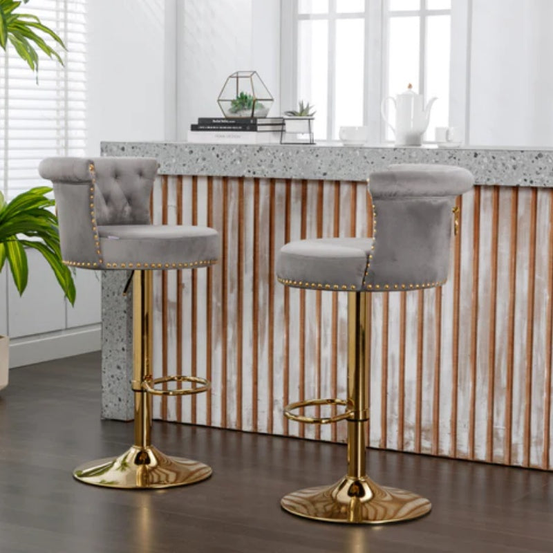 COOLMORE Swivel Bar Stools Set of 2 Adjustable Counter Height Chairs with Footrest for Kitchen, Dining Room 2PC/SET-海智集-Default-