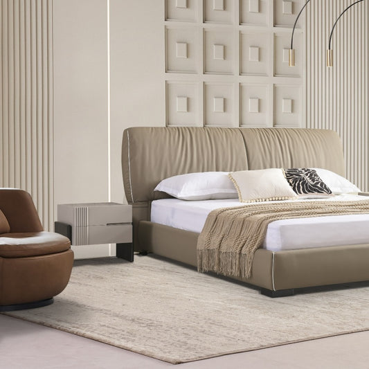 Noise-Free Slatted Base Leather Bed-海智集-
