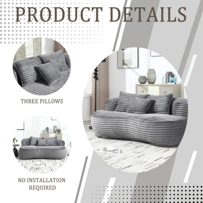 Bean Bag Sofa Lazy Sofa Durable Comfort Lounger High Back Bean Bag Chair Couch for Adults and Kids, Indoor & Outdoor, Dark Gray Corduroy-海智集-Default-