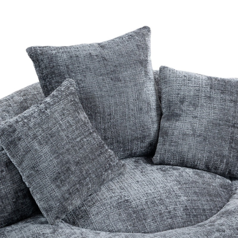 Lazy Sofa Durable Comfort Lounger High Back Bean Bag Chair with Three Pillows, Gray Chenille, 42.52 inches-海智集-Default-