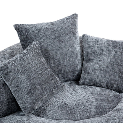Lazy Sofa Durable Comfort Lounger High Back Bean Bag Chair with Three Pillows, Gray Chenille, 42.52 inches-海智集-Default-
