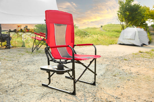 Camping Directors Chair, Heavy Duty,Oversized Portable Folding Chair with Side Table, Pocket for Beach, Fishing,Trip,Picnic,Lawn Red-海智集-Default-