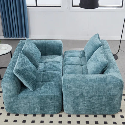UNITED WE WIN Chenille Loveseat Sofa,Minimalist Modular Couches Sleeper for Living Room Bedroom Apartment Lounge-海智集-Default-
