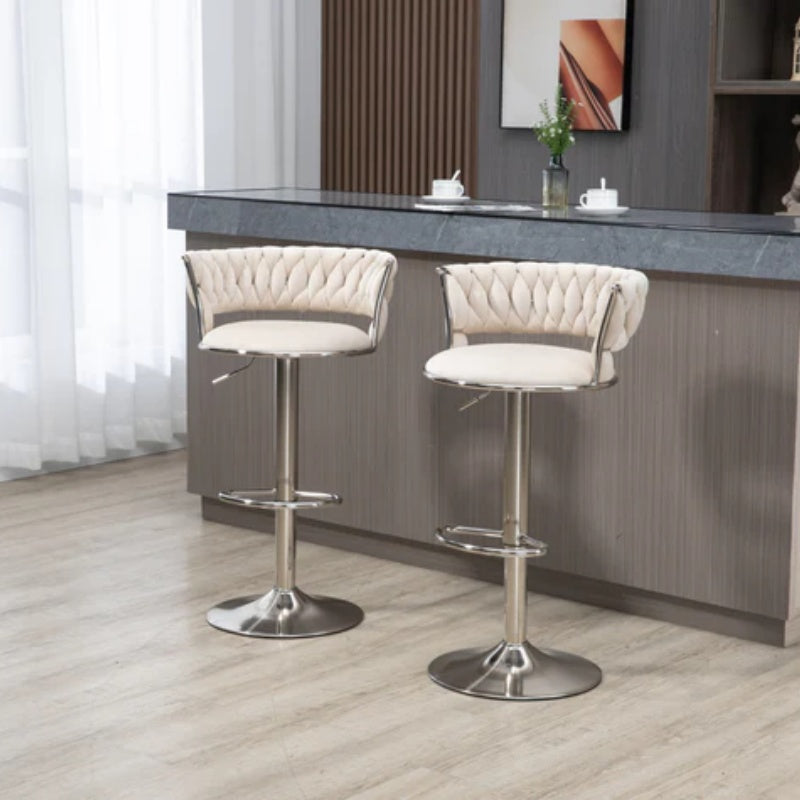 COOLMORE Swivel Bar Stools Set of 2 Adjustable Counter Height Chairs with Footrest for Kitchen, Dining Room 2PC/SET-海智集-Default-
