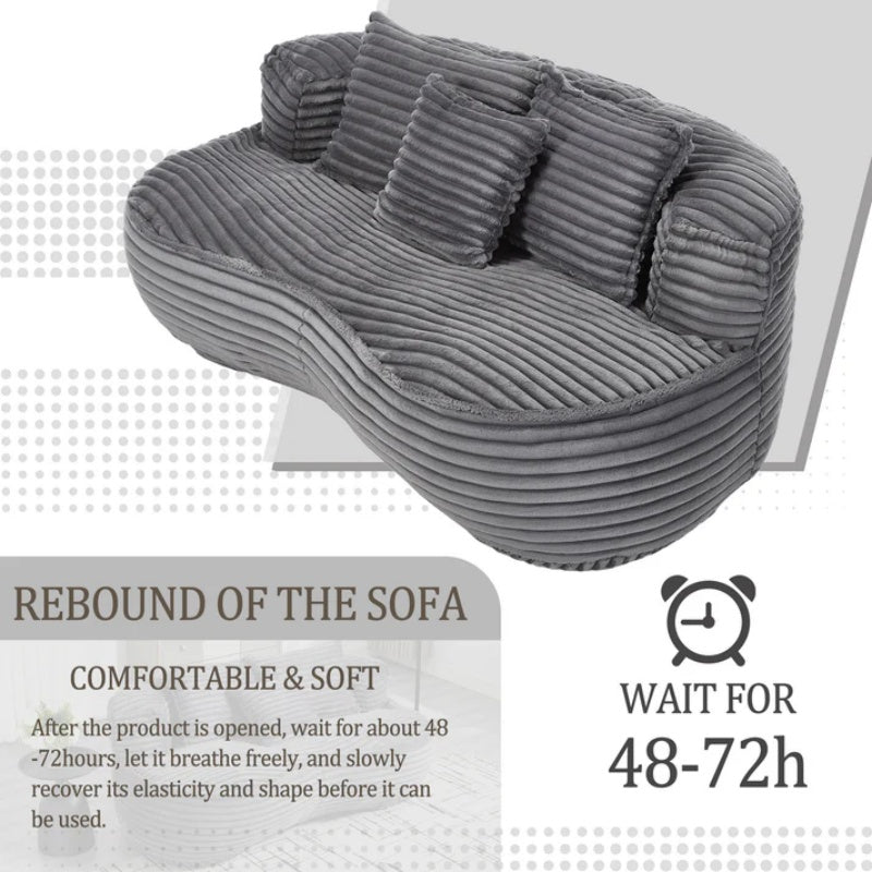 Bean Bag Sofa Lazy Sofa Durable Comfort Lounger High Back Bean Bag Chair Couch for Adults and Kids, Indoor & Outdoor, Dark Gray Corduroy-海智集-Default-