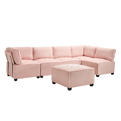 UNITED WE WIN Modular Sectional Sofa U Shaped Modular Couch with Reversible Chaise Modular Sofa Sectional Couch,6- Seat Convertible Sofa,Fit for Living Room-海智集-Default-