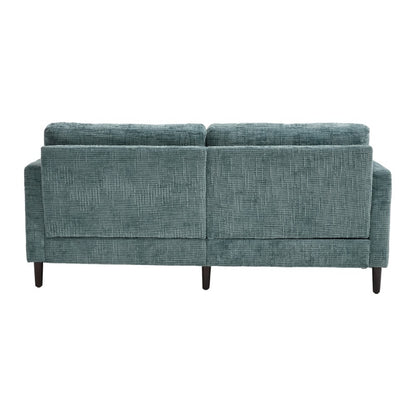 Modern Style Chenille 2-Seater Wood-Legged Sofa with LED Light, USB Charging Port and Storage Bag in Lake Blue-海智集-Default-