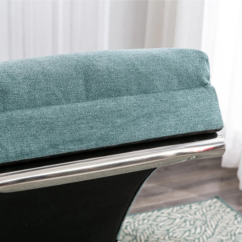 Ergonomic Electric Massage Chaise Lounge with Remote Control, Teal Linen Upholstery, 5 Modes for Relaxation-海智集-Default-