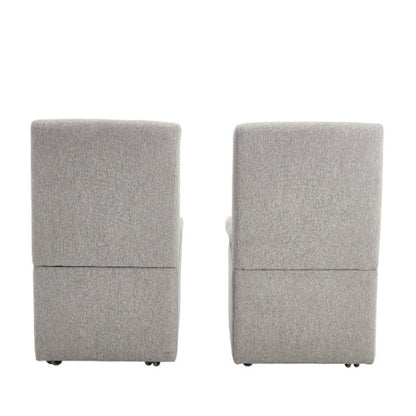 COOLMORE 360 Degree Swivel Upholstered Dining Chairs Set of 2 Swivel Dining Room Chairs Kitchen Chairs Casters & Storage Comfy Modern Rolling Chair for Living Room Fabric Armless Chair-海智集-Default-