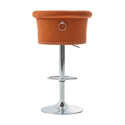 COOLMORE Velvet Bar Stool Set of 2, Adjustable Swivel Bar Stools with Silver Plated Metal Leg, Chrome Nailhead, Counter Height Chair for Kitchen,Dining Room-海智集-Default-