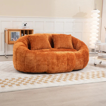 Durable Comfort High Back Bean Bag Sofa Lounger for Adults and Kids, Indoor & Outdoor, Orange Chenille-海智集-Default-