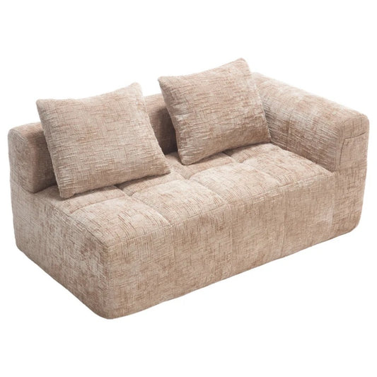 UNITED WE WIN Chenille Loveseat Sofa,Minimalist Modular Couches Sleeper for Living Room Bedroom Apartment Lounge-海智集-Default-