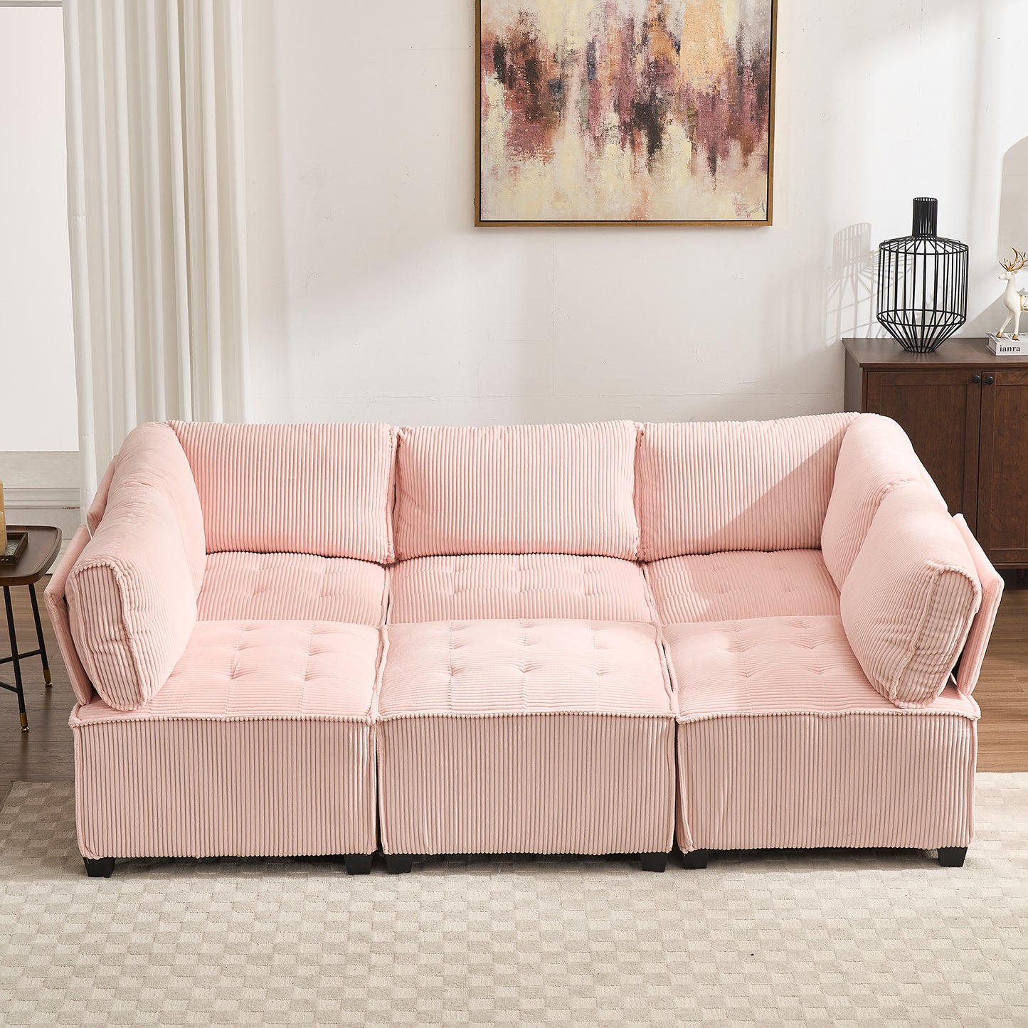 UNITED WE WIN Modular Sectional Sofa U Shaped Modular Couch with Reversible Chaise Modular Sofa Sectional Couch,6- Seat Convertible Sofa,Fit for Living Room-海智集-Default-