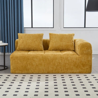 UNITED WE WIN Chenille Loveseat Sofa,Minimalist Modular Couches Sleeper for Living Room Bedroom Apartment Lounge-海智集-Default-