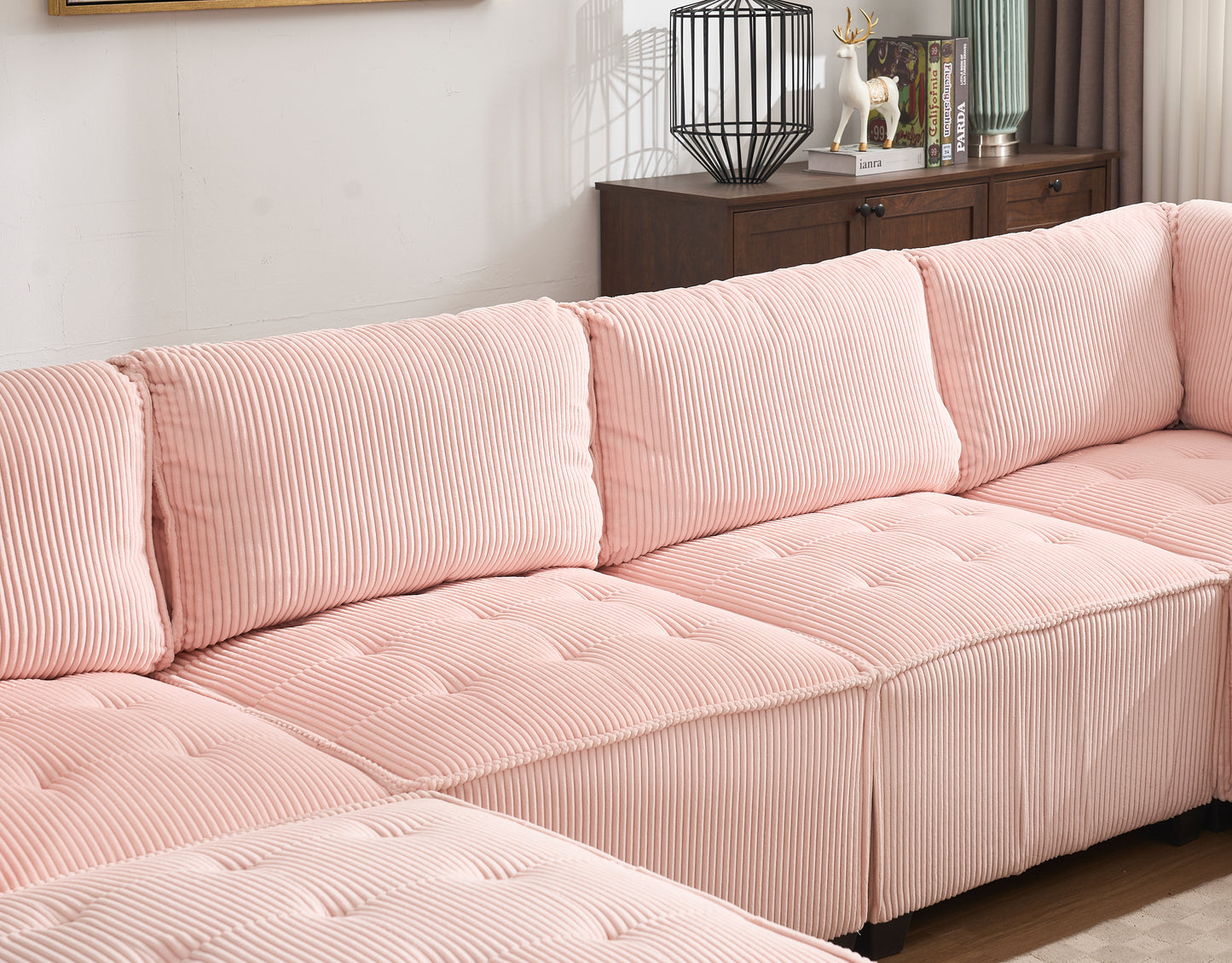 UNITED WE WIN Modular Sectional Sofa U Shaped Modular Couch with Reversible Chaise Modular Sofa Sectional Couch,6- Seat Convertible Sofa,Fit for Living Room-海智集-Default-