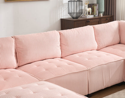 UNITED WE WIN Modular Sectional Sofa U Shaped Modular Couch with Reversible Chaise Modular Sofa Sectional Couch,6- Seat Convertible Sofa,Fit for Living Room-海智集-Default-