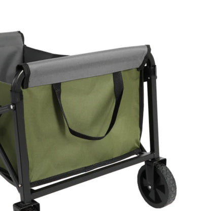 Lightweight Portable Heavy Duty Folding Beach Wagons with Wheels - Outdoor Utility Carts for Grocery, Camping, Shopping, Sports, Garden with Large Capacity -Army green-海智集-Default-