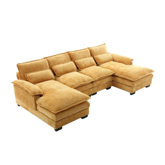 UNITED WE WIN Modern Large chenille Fabric U-Shape Sectional Sofa-海智集-Default-
