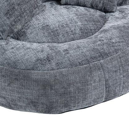 Lazy Sofa Durable Comfort Lounger High Back Bean Bag Chair with Three Pillows, Gray Chenille, 42.52 inches-海智集-Default-