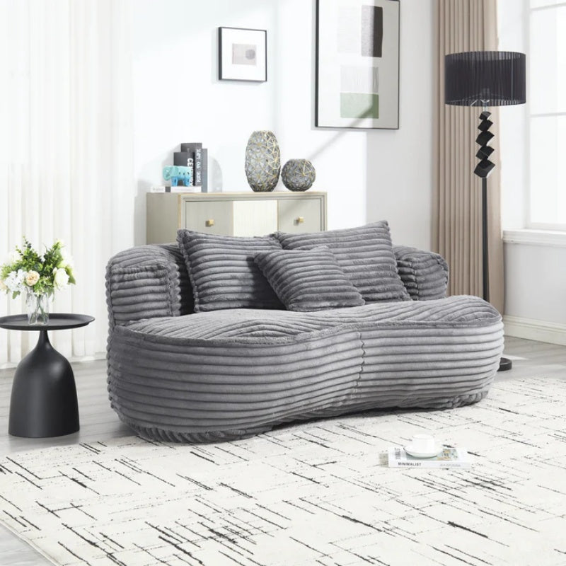 Bean Bag Sofa Lazy Sofa Durable Comfort Lounger High Back Bean Bag Chair Couch for Adults and Kids, Indoor & Outdoor, Dark Gray Corduroy-海智集-Default-