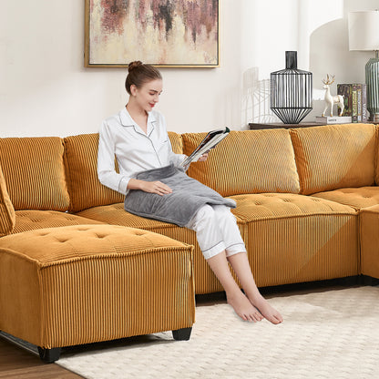 UNITED WE WIN Modular Sectional Sofa U Shaped Modular Couch with Reversible Chaise Modular Sofa Sectional Couch,6- Seat Convertible Sofa,Fit for Living Room-海智集-Default-