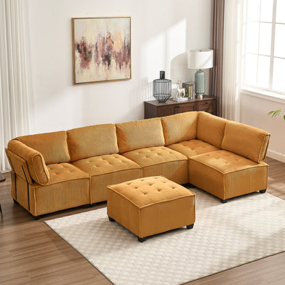 UNITED WE WIN Modular Sectional Sofa U Shaped Modular Couch with Reversible Chaise Modular Sofa Sectional Couch,6- Seat Convertible Sofa,Fit for Living Room-海智集-Default-