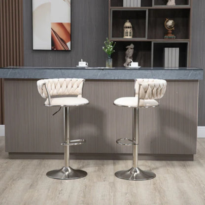COOLMORE Swivel Bar Stools Set of 2 Adjustable Counter Height Chairs with Footrest for Kitchen, Dining Room 2PC/SET-海智集-Default-