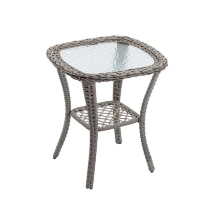 3 Pieces Outdoor Swivel Rocker Patio Chairs, 360 Degree Rocking Patio Conversation Set with Thickened Cushions and Glass Coffee Table for Backyard, Navy blue-海智集-Default-