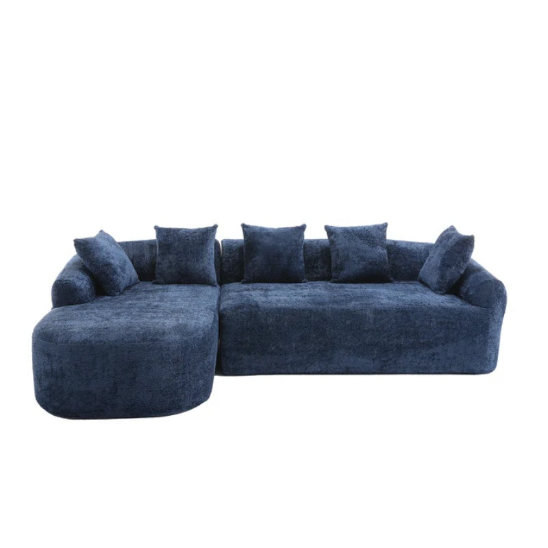 COOLMORE Boucle Sofa 3 Seater for Living Room Oversized Comfy Sofa L-Shape Sofa Couch with Chaise Home Furniture Sleeper Sectional Sofa for Apartment, Office Left Hand Facing (Blue)-海智集-Default-