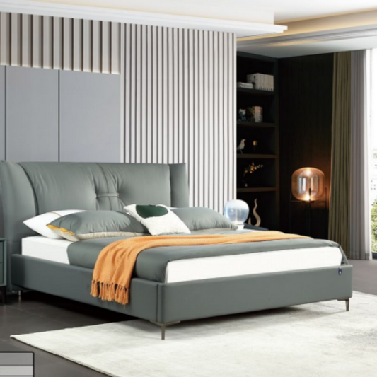 Luo LAN Series Italian Light Luxury Leather Bed 1906#232*204*115 (Single bed without bedside table)-海智集-