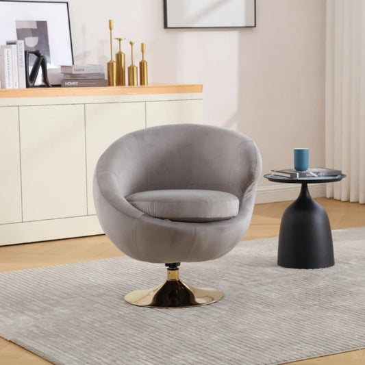360 Degree Swivel Cuddle Barrel Accent Chairs, Round Armchairs with Wide Upholstered, Fluffy Fabric Chair for Living Room, Bedroom, Office, Waiting Rooms-海智集-Default-