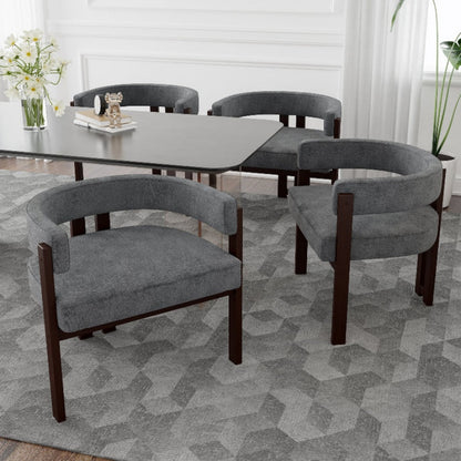 Modern Accent Chair Teddy Upholstered Armchair with Open Back 3 Legs Barrel Dining Chair Comfy Side Chair Set of 2 Gray-海智集-Default-